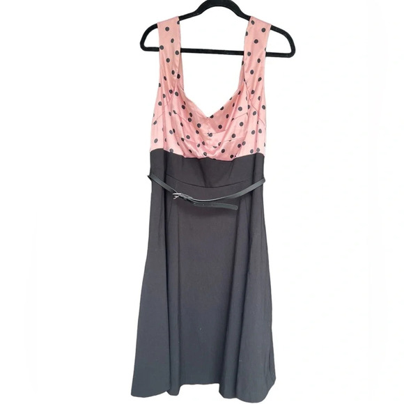 torrid Dresses & Skirts - Torrid Retro Black and Pink polkadot belted Rockabilly Dress - Size 16